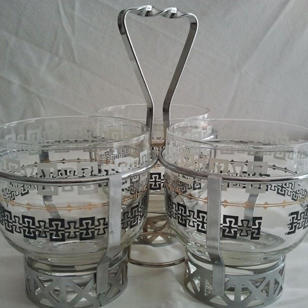 Mid Century Libbey Condiment set with Holder